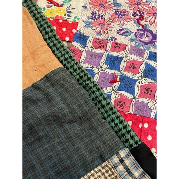 1930s strip quilt summer winter double sided feed sack...